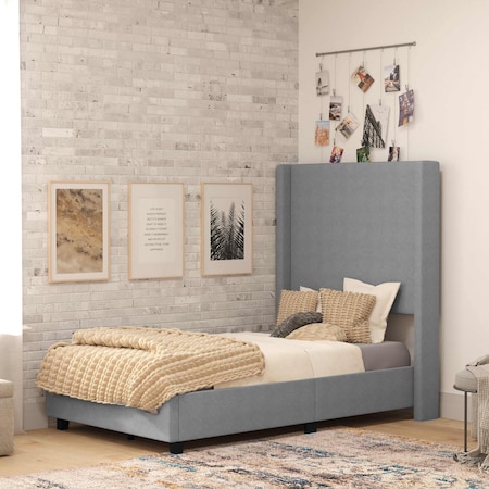Flash Furniture Gray Twin Platform Bed with Tufted Headboard YK-1077-GY-T-GG